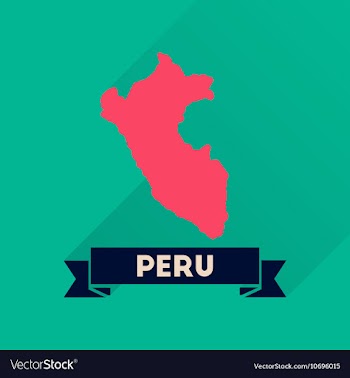 Flat icon with long shadow Peru map vector image