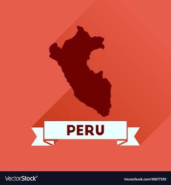 Flat icon with long shadow Peru map vector image