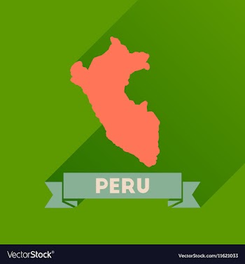Flat icon with long shadow Peru map vector image