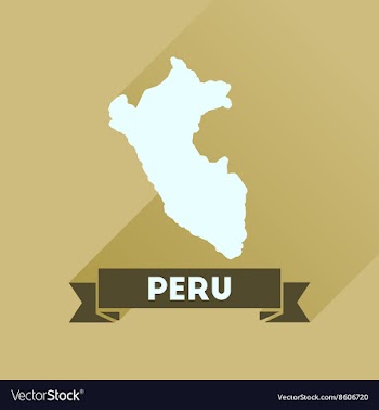 Flat icon with long shadow Peru map vector image
