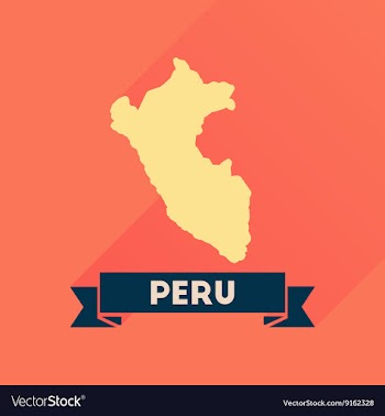 Flat icon with long shadow Peru map vector image