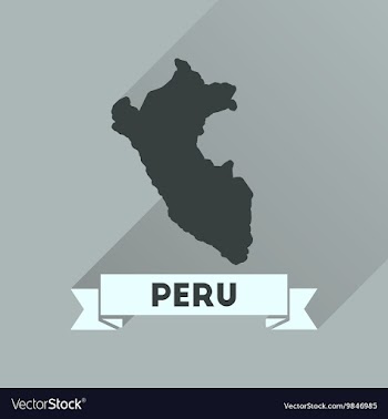 Flat icon with long shadow Peru map vector image
