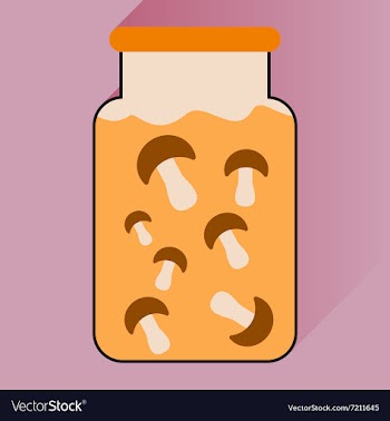Flat icon with long shadow pickled mushrooms vector image