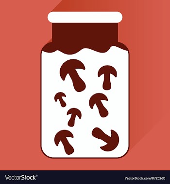 Flat icon with long shadow pickled mushrooms vector image