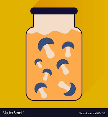Flat icon with long shadow pickled mushrooms vector image