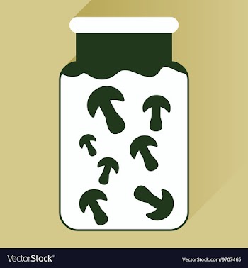 Flat icon with long shadow pickled mushrooms vector image
