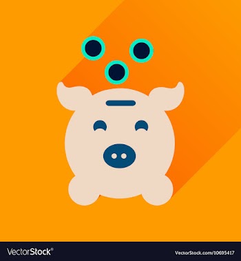 Flat icon with long shadow piggy bank money vector image