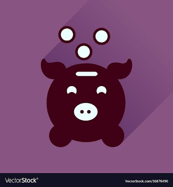 Flat icon with long shadow piggy bank money vector image
