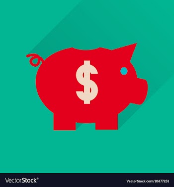 Flat icon with long shadow piggy bank money vector image