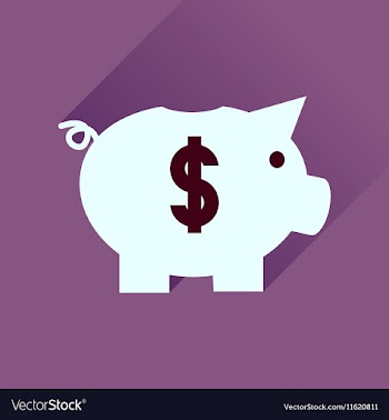 Flat icon with long shadow piggy bank money vector image