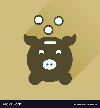Flat icon with long shadow piggy bank money vector image