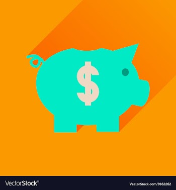Flat icon with long shadow piggy bank money vector image
