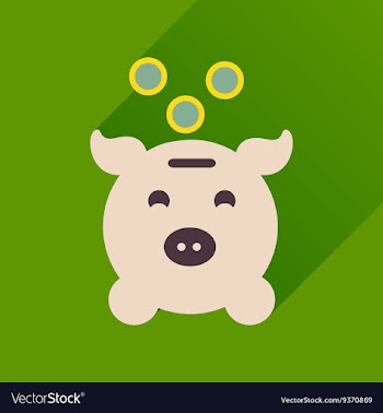 Flat icon with long shadow piggy bank money vector image