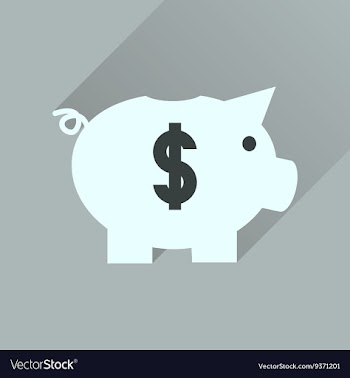 Flat icon with long shadow piggy bank money vector image