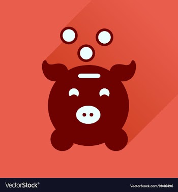 Flat icon with long shadow piggy bank money vector image