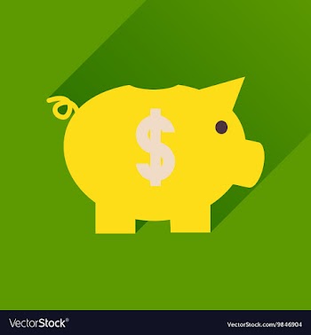 Flat icon with long shadow piggy bank money vector image