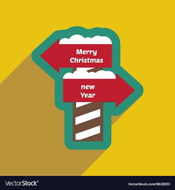 Flat icon with long shadow Pointer Christmas and vector image