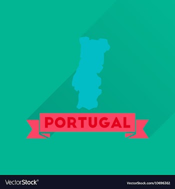 Flat icon with long shadow Portugal map vector image