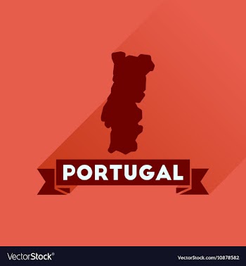 Flat icon with long shadow Portugal map vector image