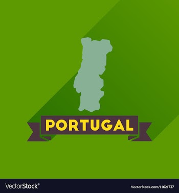 Flat icon with long shadow Portugal map vector image