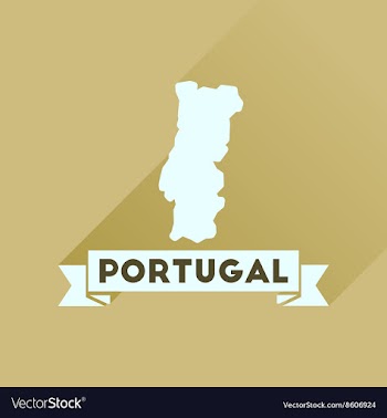 Flat icon with long shadow Portugal map vector image