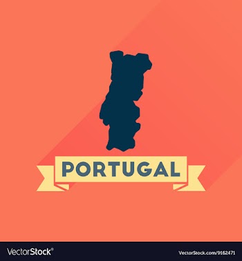 Flat icon with long shadow Portugal map vector image