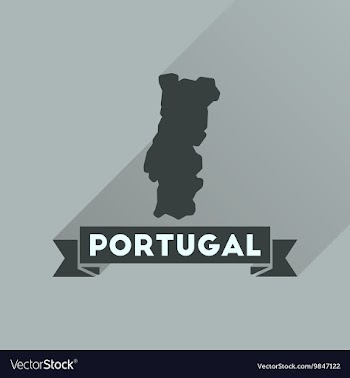 Flat icon with long shadow Portugal map vector image