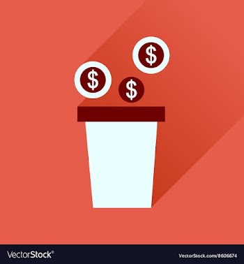 Flat icon with long shadow pot of coins vector image