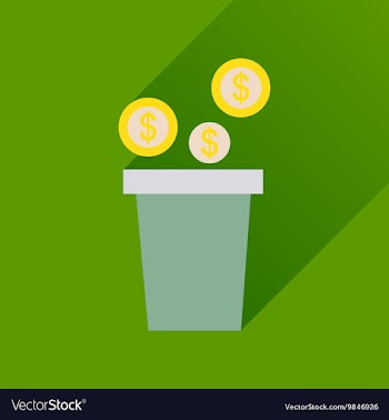 Flat icon with long shadow pot of coins vector image