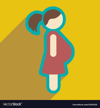 Flat icon with long shadow pregnant Girl vector image