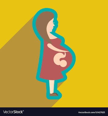 Flat icon with long shadow pregnant Girl vector image