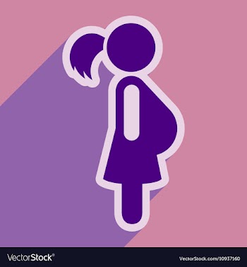 Flat icon with long shadow pregnant Girl vector image