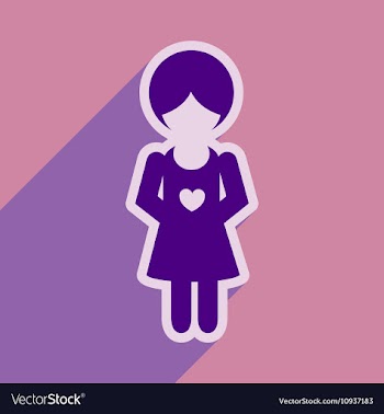 Flat icon with long shadow pregnant Girl vector image