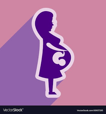 Flat icon with long shadow pregnant Girl vector image
