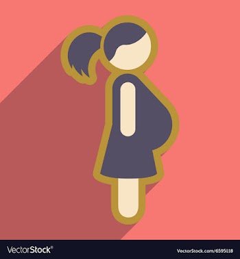Flat icon with long shadow pregnant Girl vector image