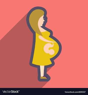 Flat icon with long shadow pregnant Girl vector image