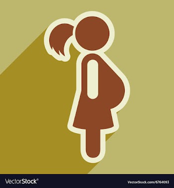 Flat icon with long shadow pregnant Girl vector image