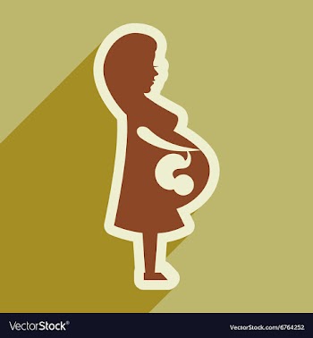 Flat icon with long shadow pregnant Girl vector image