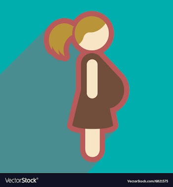 Flat icon with long shadow pregnant Girl vector image