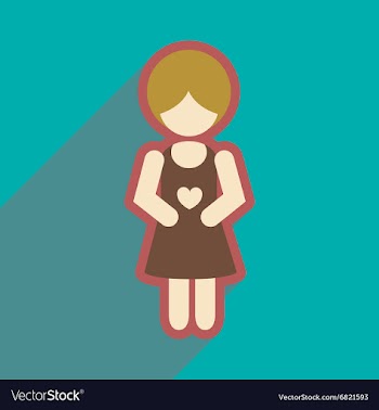 Flat icon with long shadow pregnant Girl vector image