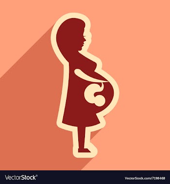 Flat icon with long shadow pregnant Girl vector image