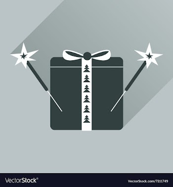 Flat icon with long shadow present and sparklers vector image