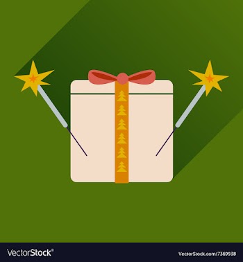 Flat icon with long shadow present and sparklers vector image
