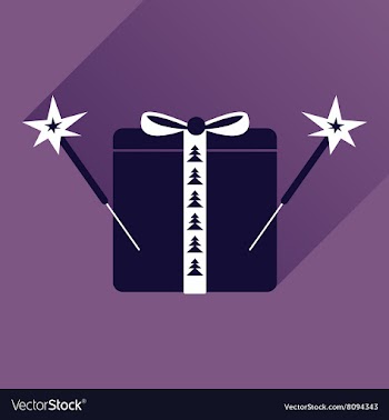 Flat icon with long shadow present and sparklers vector image