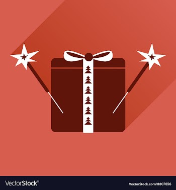 Flat icon with long shadow present and sparklers vector image