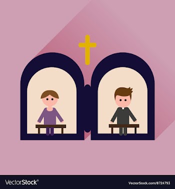 Flat icon with long shadow priests confession vector image