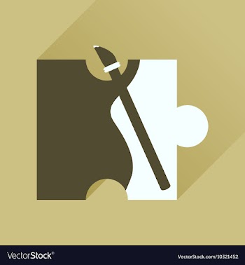 Flat icon with long shadow puzzle brush vector image