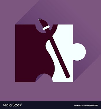 Flat icon with long shadow puzzle brush vector image