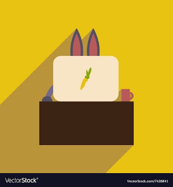 Flat icon with long shadow rabbit cartoon vector image