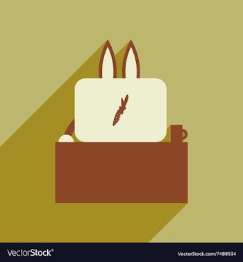 Flat icon with long shadow rabbit cartoon vector image